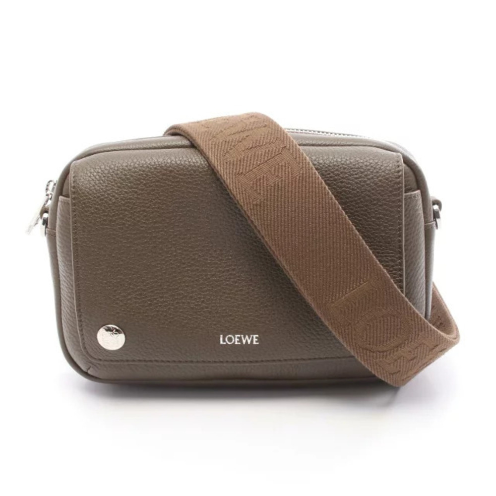 Loewe Pele Messenger Bag Shoulder Leather Khaki Brown Green
